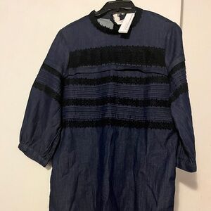 NWT Denim Dress with Detail Lace Accent